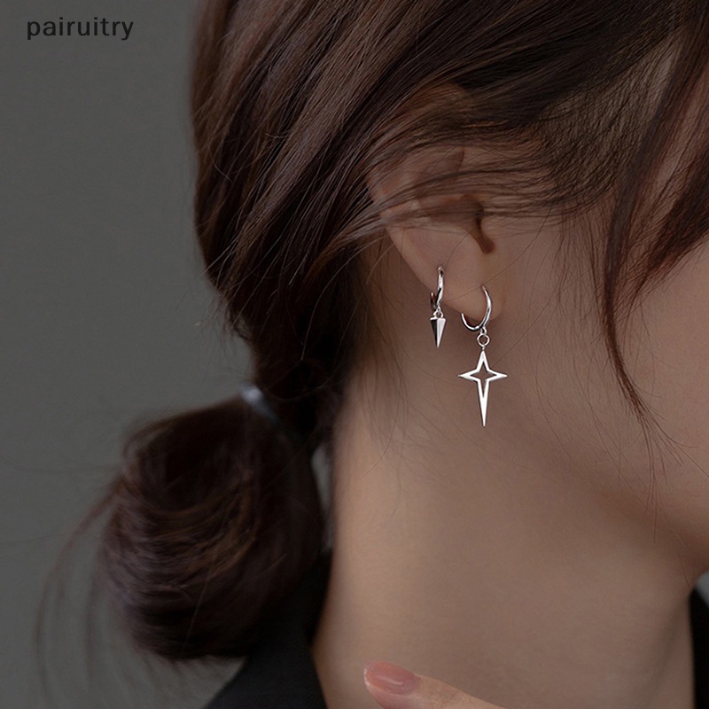 Prt Anting Perak Fashion Asimetris Cross Cone Hoop Earrings Untuk Wanita Perhiasan Hari Ibu PRT