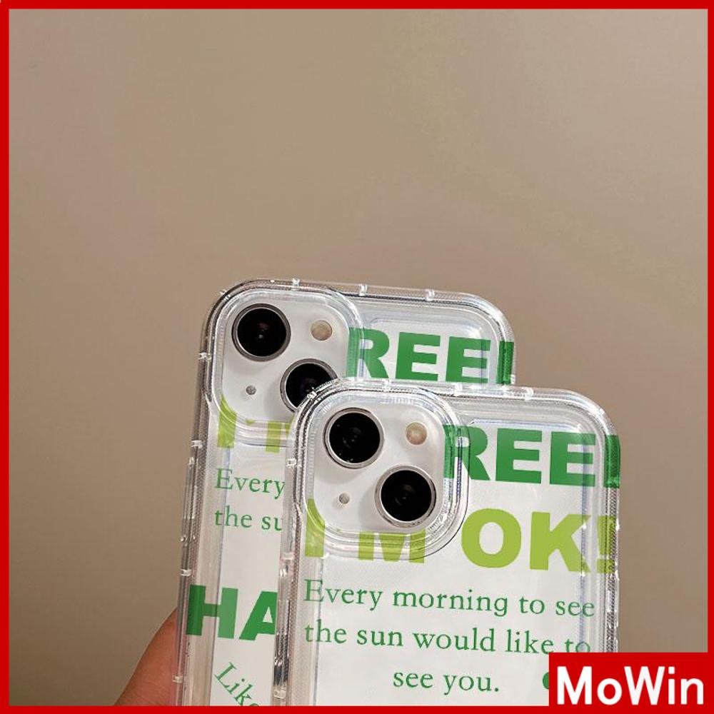Case iPhone 14 Pro Max iPhone Case Bening Case TPU Soft Case Airbag Shockproof Lucu Sederhana Hijau Bahasa Inggris Kompatibel dengan iPhone 13 Pro Max iPhone 12 Pro Max 11 8Plus 7Plus 6Plus XR