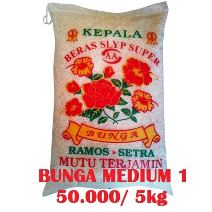 

Big Sale~ Terlaris KHUSUS GOJEK/GRAB BERAS RAMOS BUNGA SLYP 5 KG/ 10 KG/ 20 KG