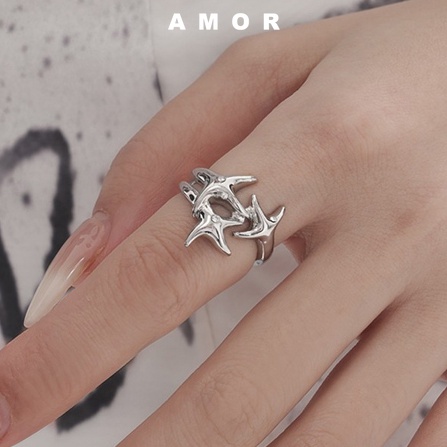 Cincin Terbuka Berlian Bintang Y2K Untuk Wanita Dengan Desain adjustable Dan fashion