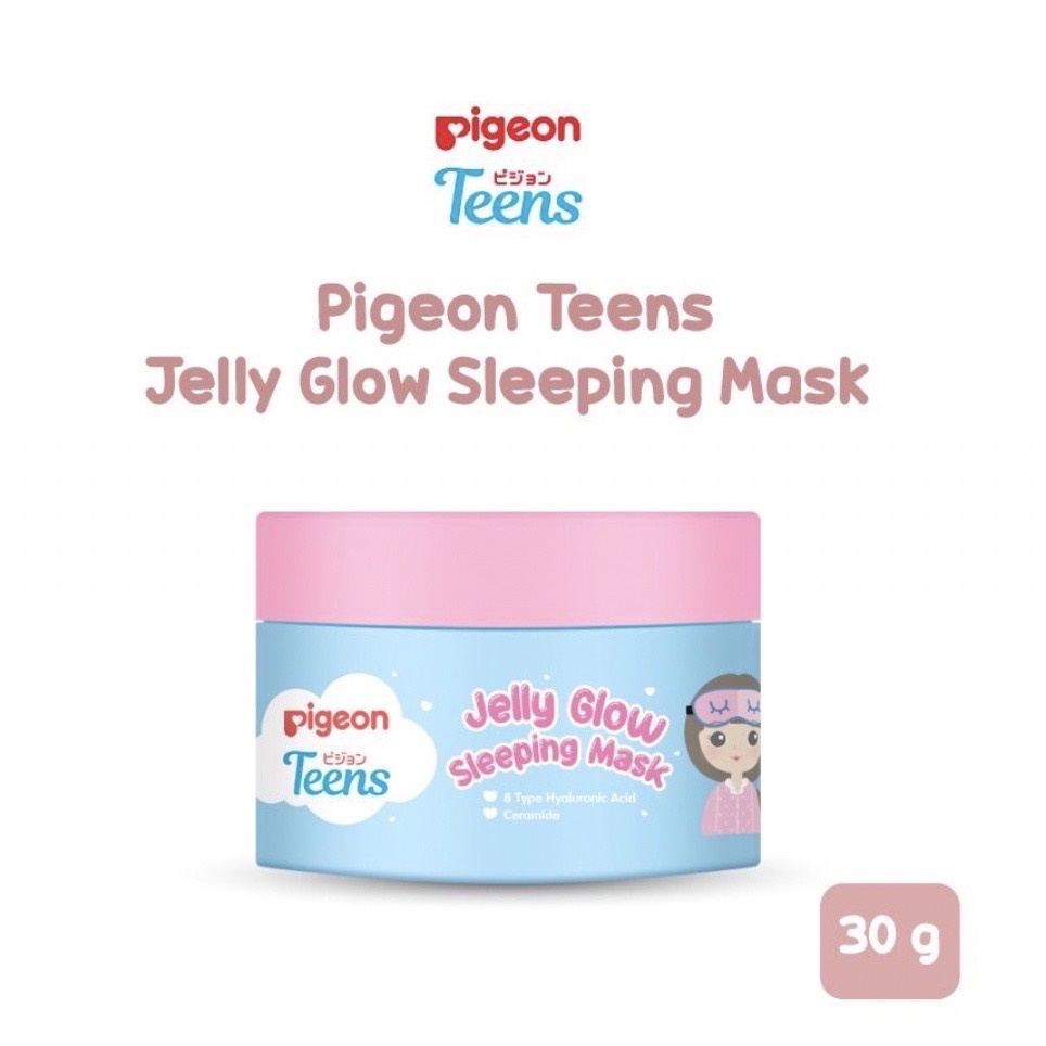 PIGEON Teens Jelly Glow Sleeping Mask Indonesia / Masker Wajah 30g / 8 Type Hyaluronic Acid Ceramide / Jely Glowing Bright Moisturizer Moisturizing Melembabkan Lembab Hidrasi Skin Barrier / Skincare Face Care Series Anak Remaja / Gel Day Night Cream Krim