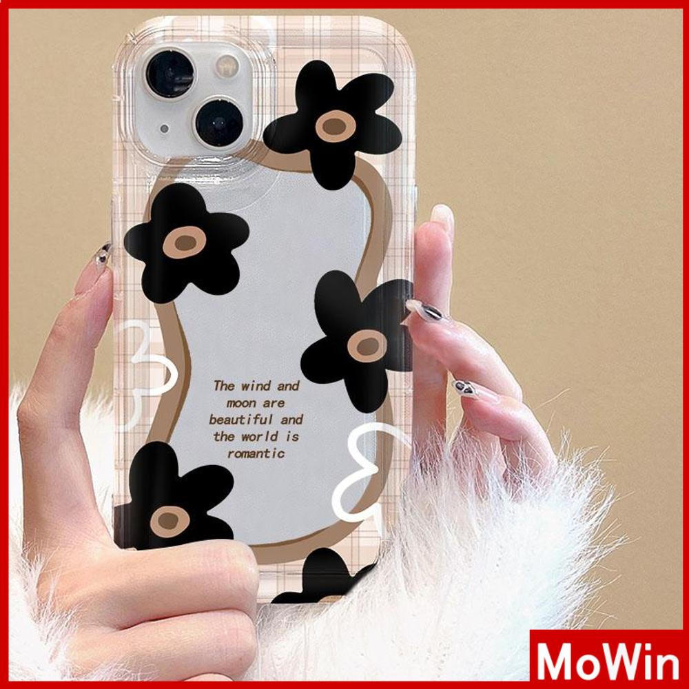 Case iPhone 14 Pro Max iPhone Case Bening Case TPU Soft Case Airbag Tahan Guncangan Kamera Minimalis Hitam Bunga untuk iPhone 13 Pro Max iPhone 12 Pro Max 11 8Plus 7Plus 6Plus XR X MAX