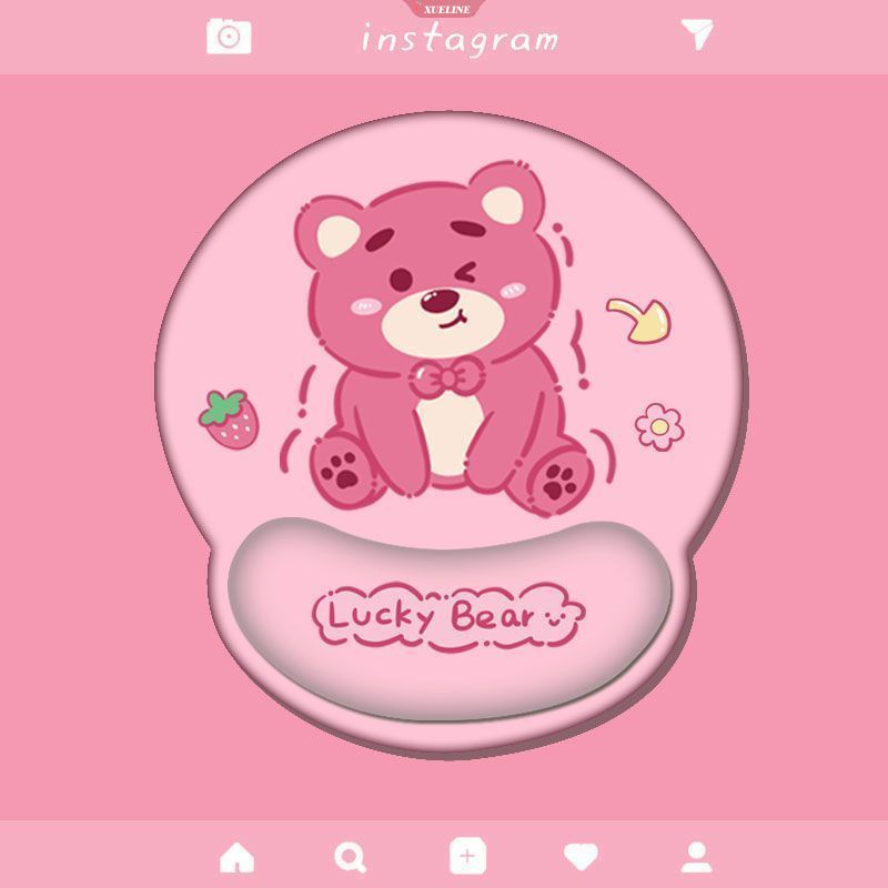 Cute Strawberry Bear Mouse Pad Dengan Wrist Rest Untuk Laptop Anti-Slip Gel Penopang Pergelangan Tangan Untuk Macbook Komputer Gaming Wristband Mouse Pad [ZXL]