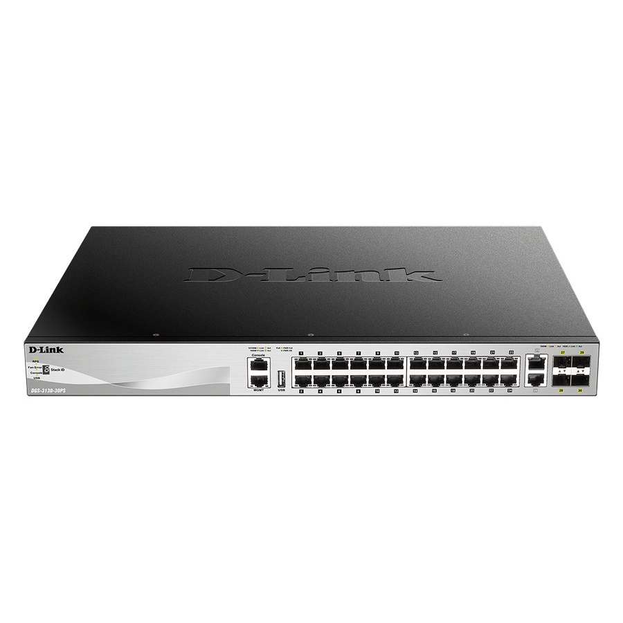 D-Link DGS-3130-30PS 30-Port Lite Layer 3 Stackable Managed PoE Switch