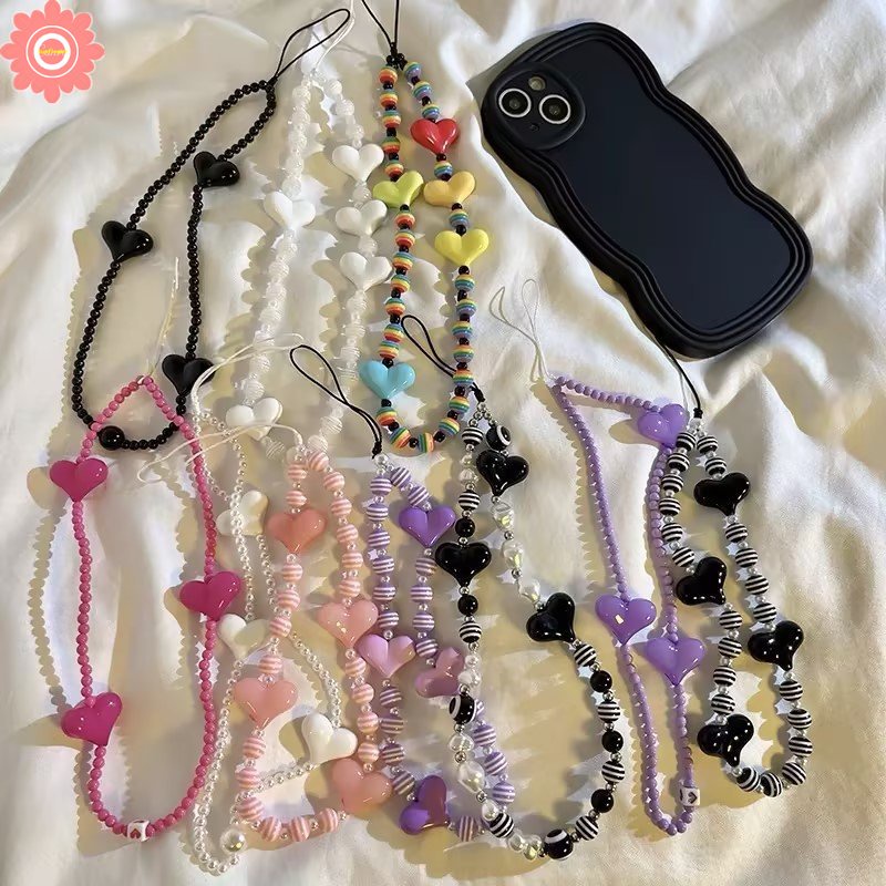 Korea Fashion Kelinci Lucu Beruang Ikatan Simpul Bunga Mutiara Imitasi Manik-Manik Ponsel Rantai Ponsel Lanyard Aksesoris Phone Charms