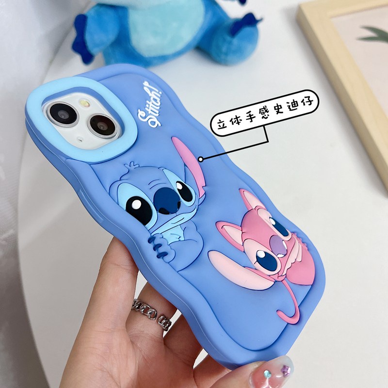 Stereoscopic Cute Couple Stitch Soft Case for IPhone 11 12 13 14 Pro Max TPU Phone CASE Pretty Girl's Fashion