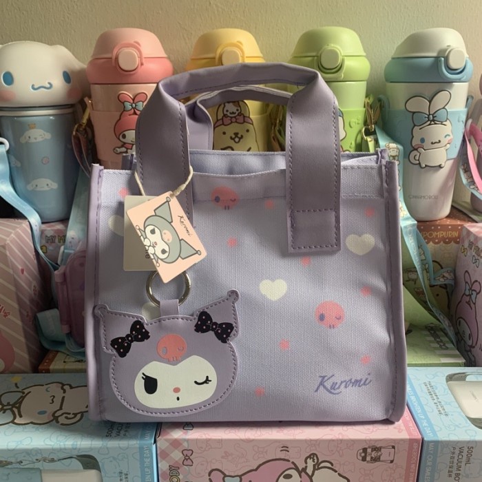 

TERMURAH Tote Bag Canvas Sanrio Cinnamoroll Kuromi My Melody Lucu Kado Hadiah - Kuromi