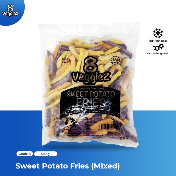 

8 Veggiez IQF Mix Sweet Potato Fries 500 gr / Ubi Manis Beku Mix IQF