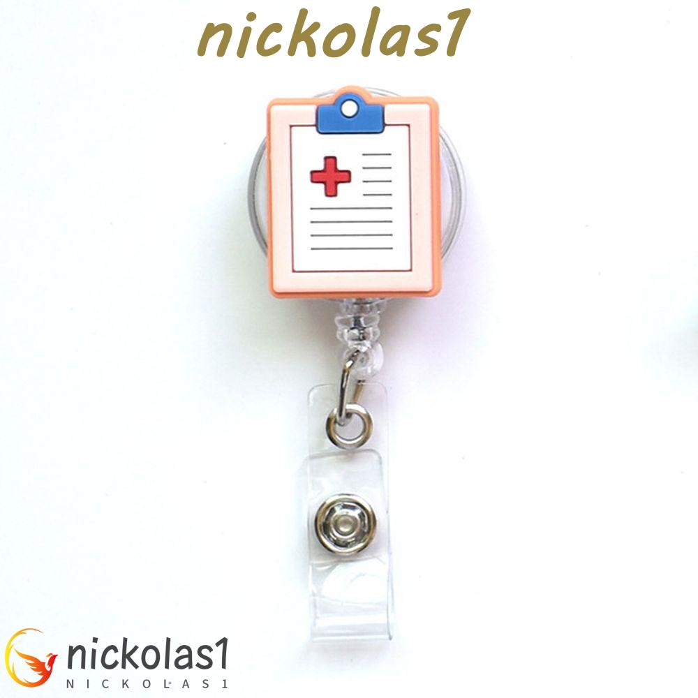 Nickolas1 Retractable Badge Reel Perlengkapan Kantor Perlengkapan Sekolah Dada Card Holder Perawat Dokter Siswa Kartu Nama Card Holder Hospital Badge Holder