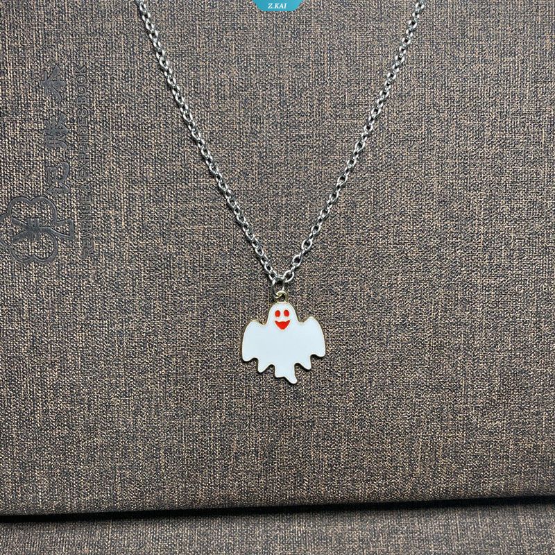 Halloween Hantu Liontin Kalung Fashion Perhiasan Wanita Leher Rantai Pakaian Cocok Aksesoris Enamel Choker [ZK]