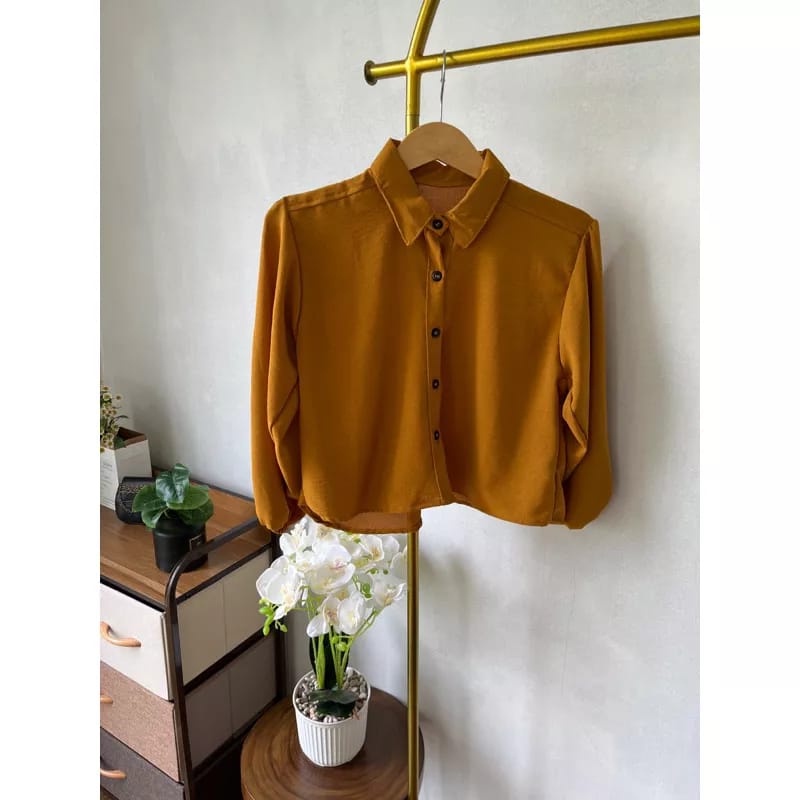 BEFAST - ZEC OOTD WANITA BLOUSE ZIA / Elza Crop Balon CRINCLE / Atasan Wanita Lengan Panjang / Fashion Kekinian Remaja ABG / Blouse Polos Formal / Pakaian Kerja Wanita Casual / Outfit Daily Wanita Hijab Style / Blouse Crop Polos Formal