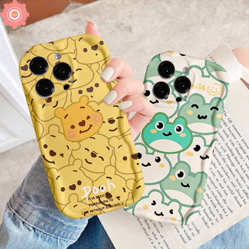 Casing Winnie The Pooh Kodok Lucu Untuk Redmi 9A A1 9C NFC 10C 10A A2 10 9T 9 POCO M3 Redmi Note 11 9 8 12 10s 10 11s Pro Max Full Layar Catoon Lembut 3D Wavy Curved Edge Shockproof Sarung