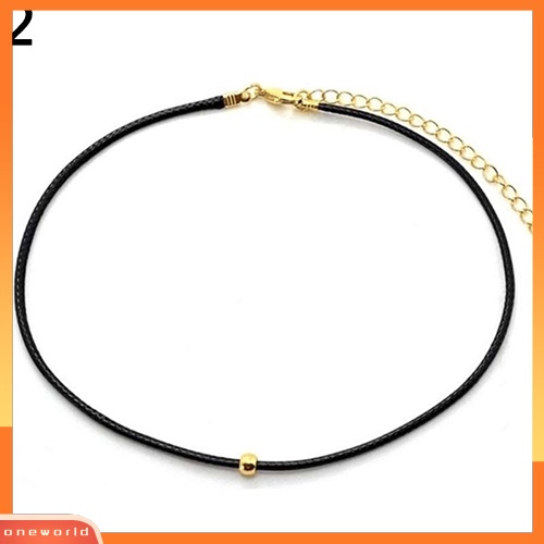 [WOD] Wanita All-Match Perhiasan Faux Kulit Rantai Manik-Manik Bulat Kerah Choker Kalung