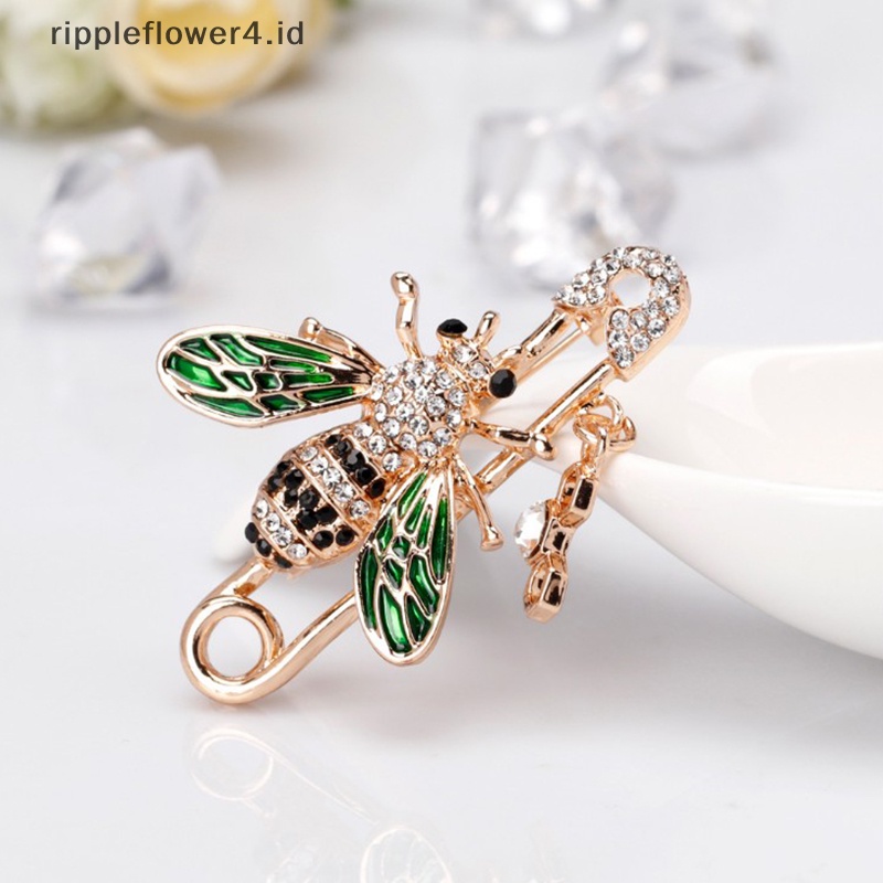 {rippleflower4.id} Kristal Lebah Bros Pin Dekorasi Korsase Lencana Fashion Bros Perhiasan Hadiah~