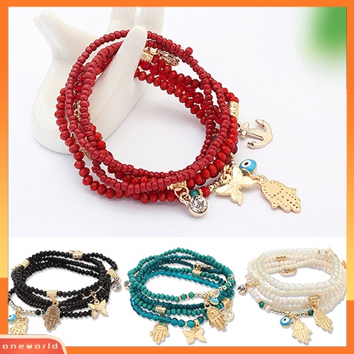 [WOD] Gelang Bangle Beads Multilayer Tangan Hamsa Fatima Wanita Tangan Butterfly Anchor Eye