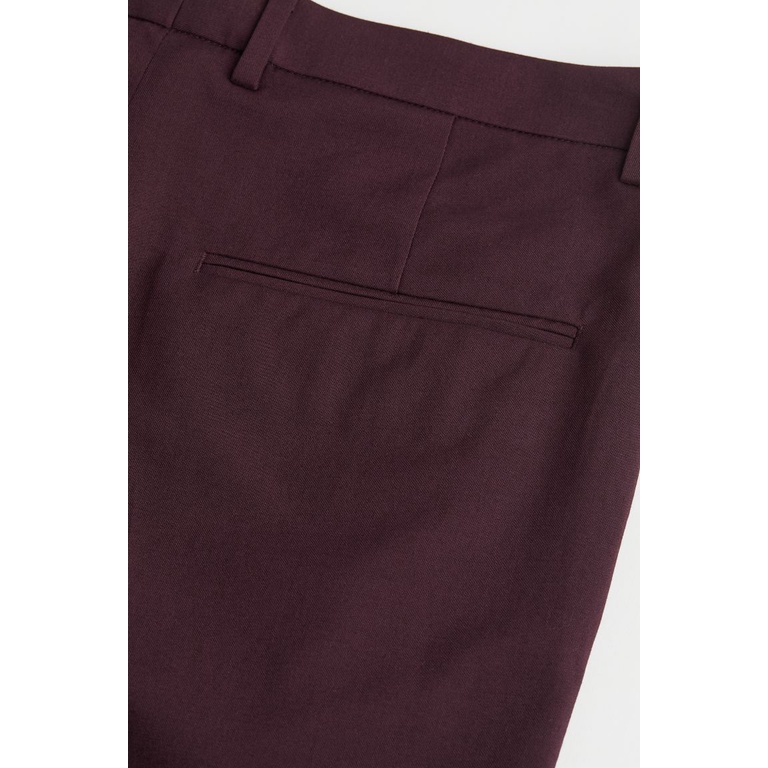 H&amp;M Celana Panjang Pria Skinny Fit Formal Kasual Maroon ORIGINAL