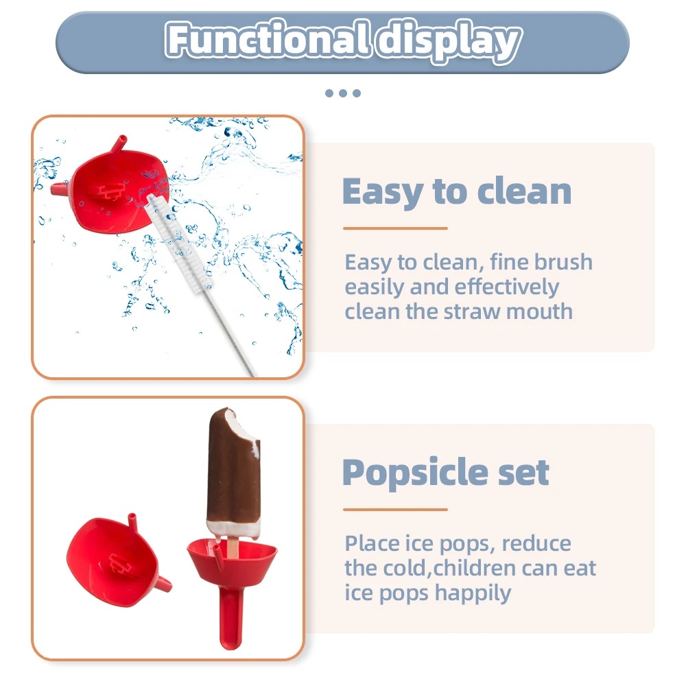 Drip-proof Handheld Ice Cream Holders/Rak Es Loli Anti-Tetes Dengan Sedotan Untuk Anak/Portable Spill Proof Ice Guard Holder Pop/No Drop Frozen Treatments Popsicles Rack Tray