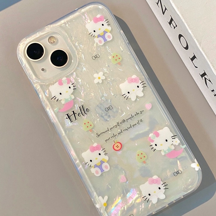 Hello Kitty Cocok Untuk iPhone 14 Pro Max Casing Ponsel iPhone Double-layer Motif Cetak Kompatibel Dengan Iphone13 13pro 13prm iPhone 11 11pro 14plus 12Pro Max Shockproof TPU Phone Case