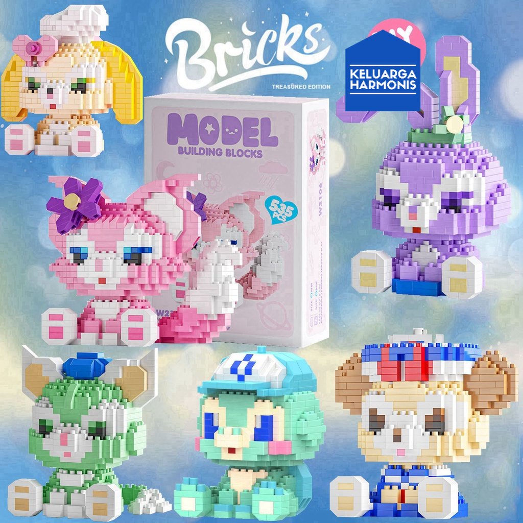 KH Mainan Balok Susun Disney LinaBell Mainan Anak Mainan Edukasi DIY 3DPuzzle Brick Nano Block