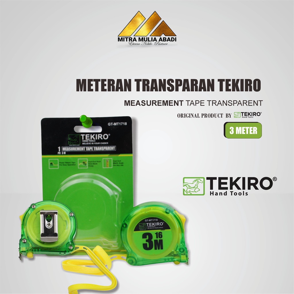 Meteran Tekiro transparan 3 Meter  | Meteran Tekiro 3 Meter l Meteran Gulung Tekiro 3 Meter