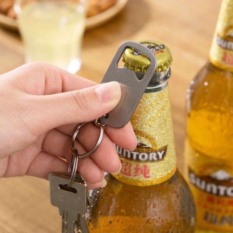 Gantungan Kunci Mini Portable Kreatif Pembuka Botol Aksesoris Pembuka Botol Stainless Steel Bottle Opener Key chain Minimalist Cap Remover