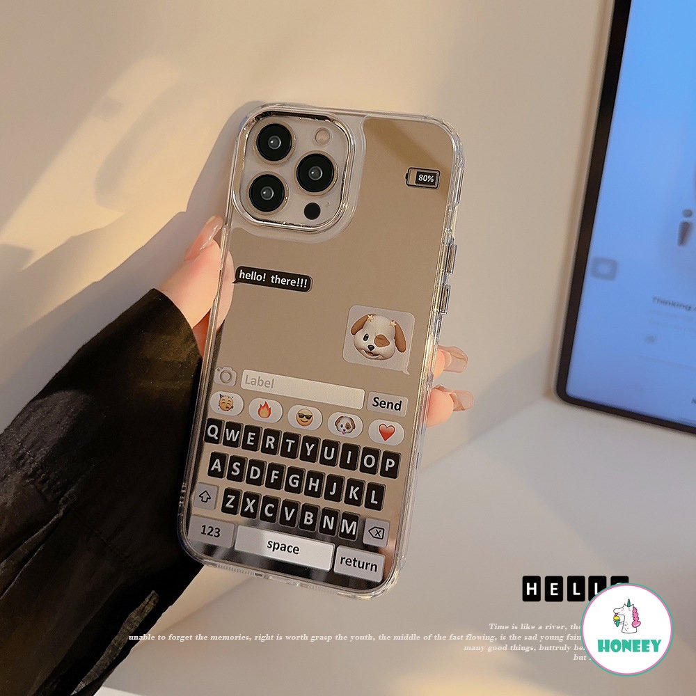 Casing Ponsel Anjing Keyboard Cermin Electroplated Kompatibel Untuk iphone 14 Pro 13 12 Pro Max11 TPU Case Cover Produk Baru