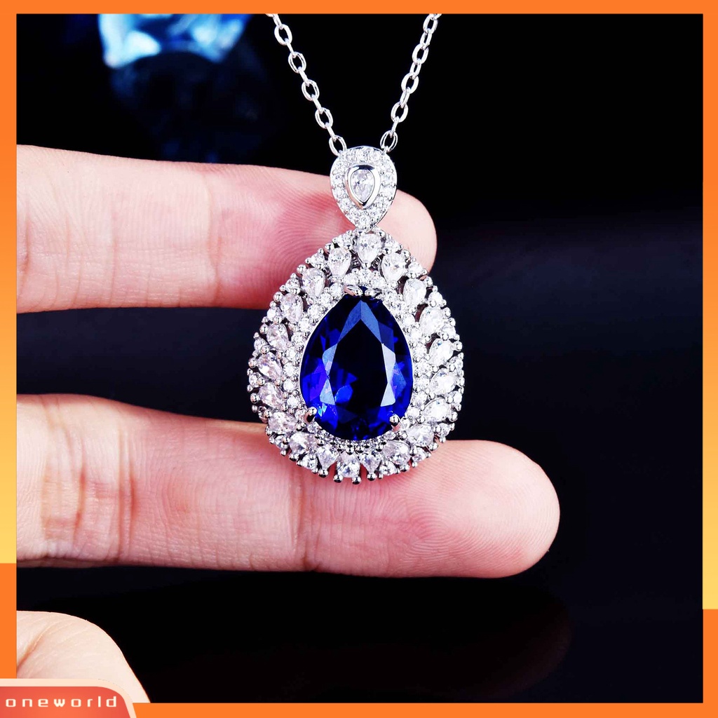 [WOD] Indah Wanita Anting Pengerjaan Yang Sangat Baik Bentuk Tetesan Air Berlian Imitasi Dekorasi Hias Liontin Cincin Untuk Hadiah