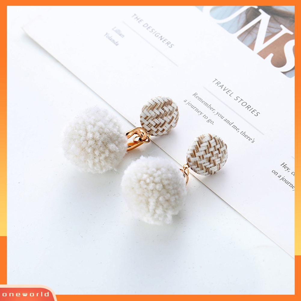 [WOD] Musim Dingin Manis Wanita Pompom Menjuntai Drop Ear Stud Earrings Perhiasan Hadiah Teman