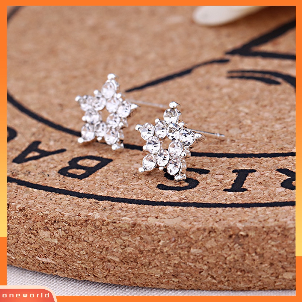 [WOD] Fashion Wanita Berlian Imitasi Hias Bintang Hati Telinga Kelinci Stud Earrings Perhiasan Hadiah