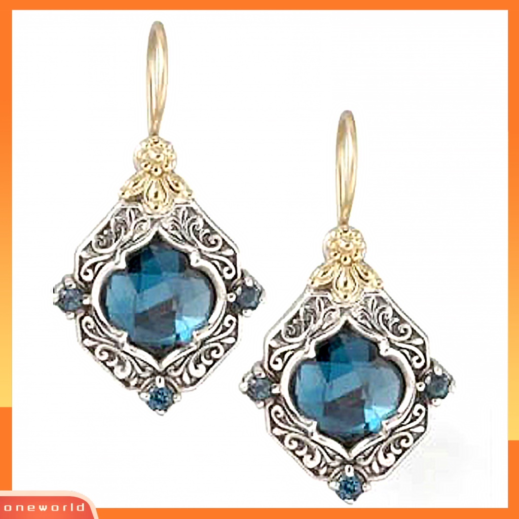 [WOD] 1pasang Anting Menjuntai Belah Ketupat Perhiasan Pernikahan Anting Pengantin Wanita Biru Untuk Hari Kasih Sayang