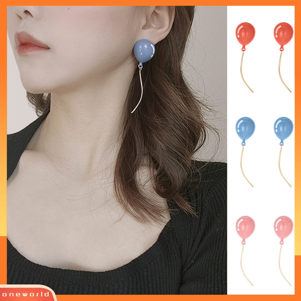 [WOD] Anting Wanita Bentuk Balon Rumbai Lucu Dicat Geometris Menjuntai Anting Untuk Pakaian Sehari-Hari