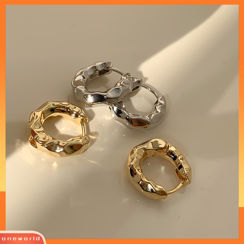 [WOD] 1pasang Anting Wanita Tidak Teratur Logam Lingkaran Perhiasan Vintage Geometris Hoop Earrings Hadiah Ulang Tahun