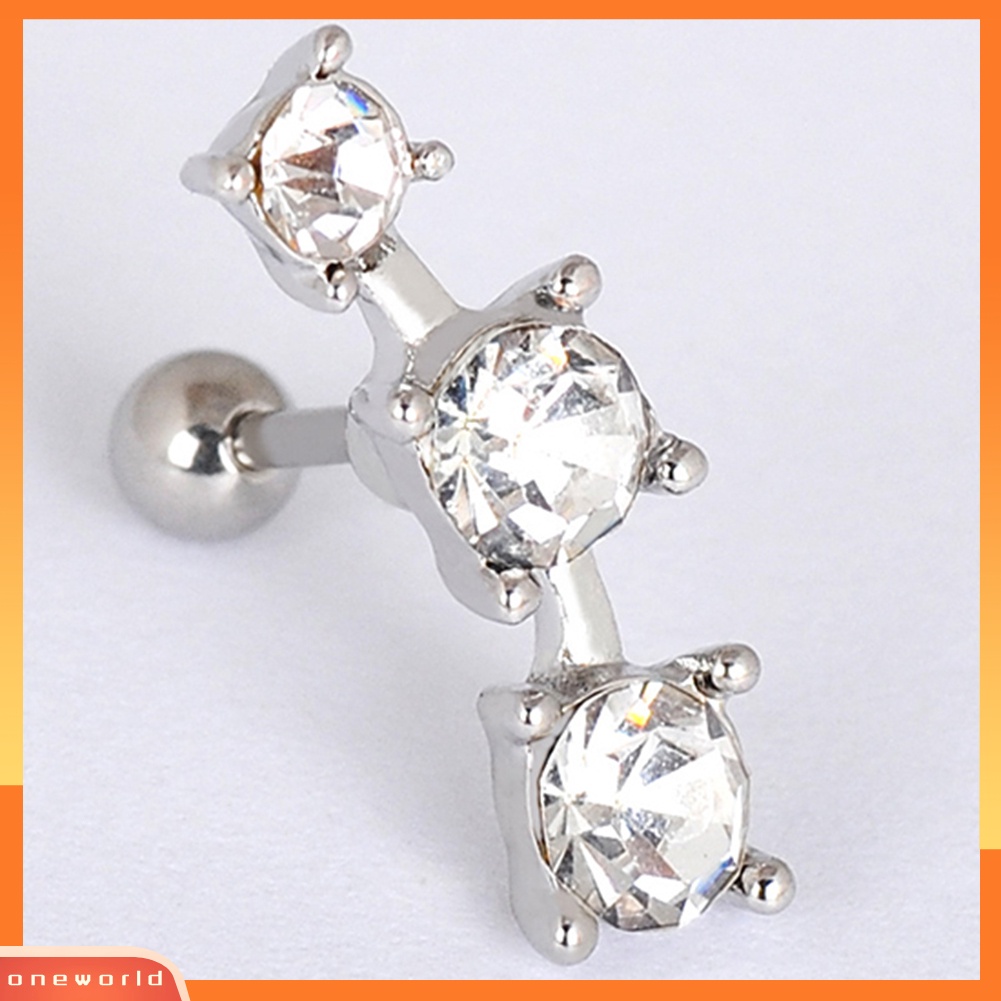 [WOD] 1pc Wanita Cubic Zirconia Hias Barbel Telinga Stud Anting Tulang Rawan Helix Perhiasan