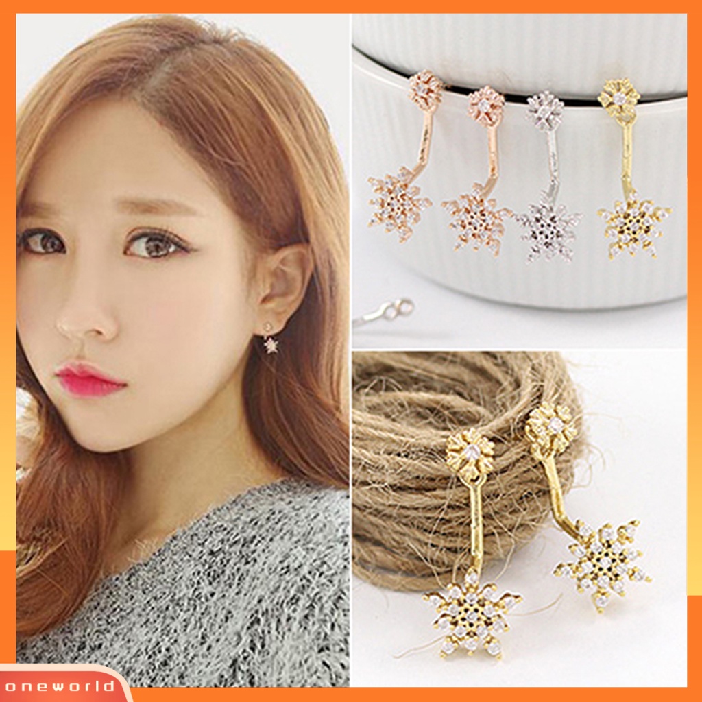 [WOD] Anting Gantung Kristal Berlian Imitasi Snowflake Fashion Elegan Untuk Pakaian Sehari-Hari Wanita