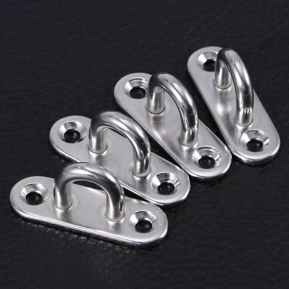 Lanfy 6mm Mata Plat Pelindung Matahari Aksesoris Layar Beban-Bearing Hook U-shaped Eye Plate Fixing Buckle Hook Loop Oval Pintu Gesper Staple Ring Mount Hook Sekrup Desain Berbentuk U