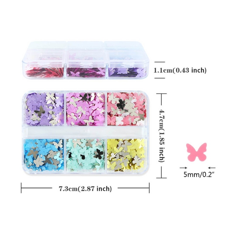 Siy Butterfly DIY Charm Glitter Flakes Manicure Dekorasi Glitter Sequin Sparkling Sequin Mix Nail Glitter Mix Untuk G
