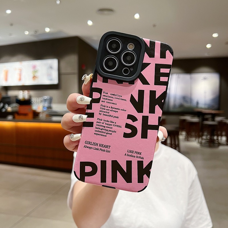 IPHONE Untuk Iphone14 13 12 11 Pro Max X XR XS Max7 8 Plus PINK Tekstur Vertikal Kulit Pelindung Soft case