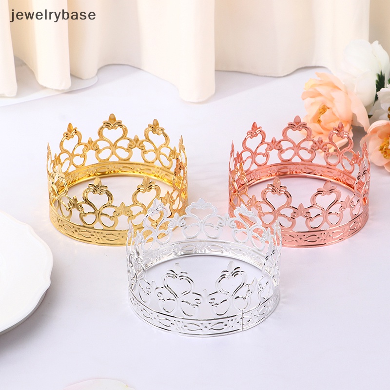 [jewelrybase] 1pc Tiara Warna Emas Mahkota Hiasan Topper Kue Perlengkapan Pesta Hias Butik