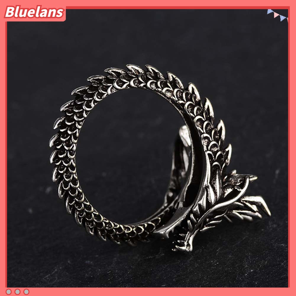 [BLS] Unisex Retro Naga Cina Ukir Pembukaan Yang Dapat Disesuaikan Cincin Jari Perhiasan Hadiah