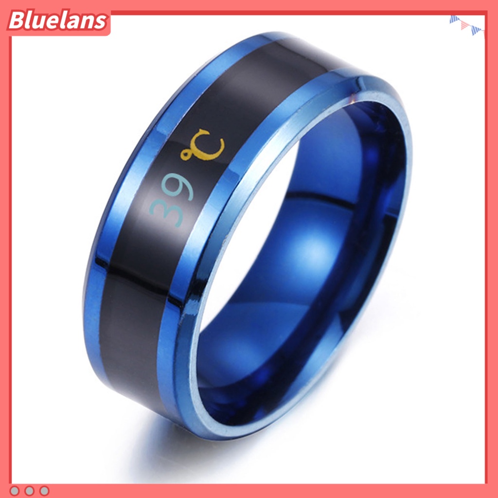 [BLS] Cincin Fashion Unisex Tampilan Real Time Cincin Tes Suhu Bahan Stainless Steel Untuk Pesta