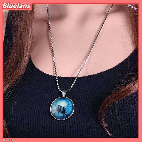 [BLS] Retro Lady Tiga Kucing Bersinar Dalam Gelap Liontin Pesona Kalung Steampunk Perhiasan
