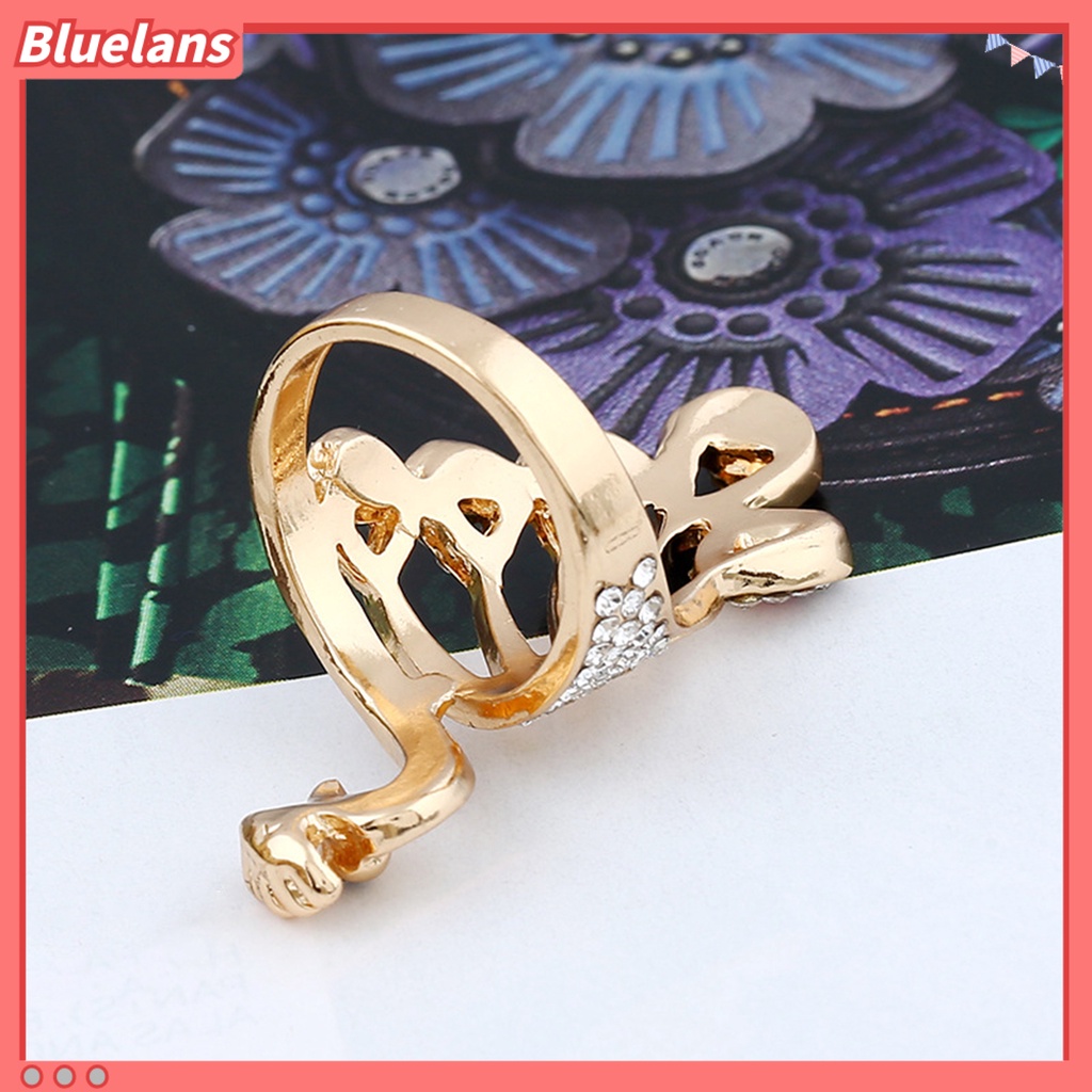 [BLS] Knuckle Ring Shiny Rhinestone Peacock Charming Wanita Gadis Elegan Hewan Jari Cincin Perhiasan Aksesoris