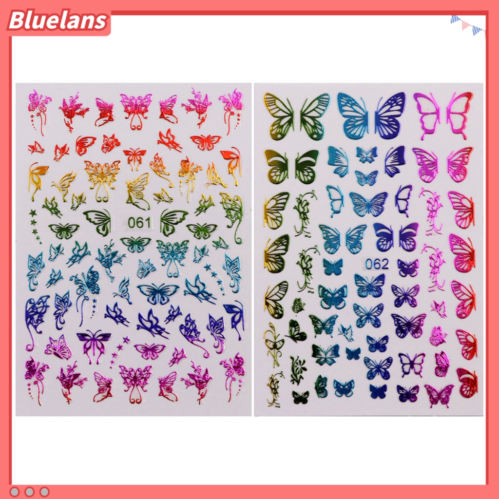 [BLM] 4 /16Pcs 3D Butterfly Colorful Luminous Transfer Foil Nail Art Manicure Stickers