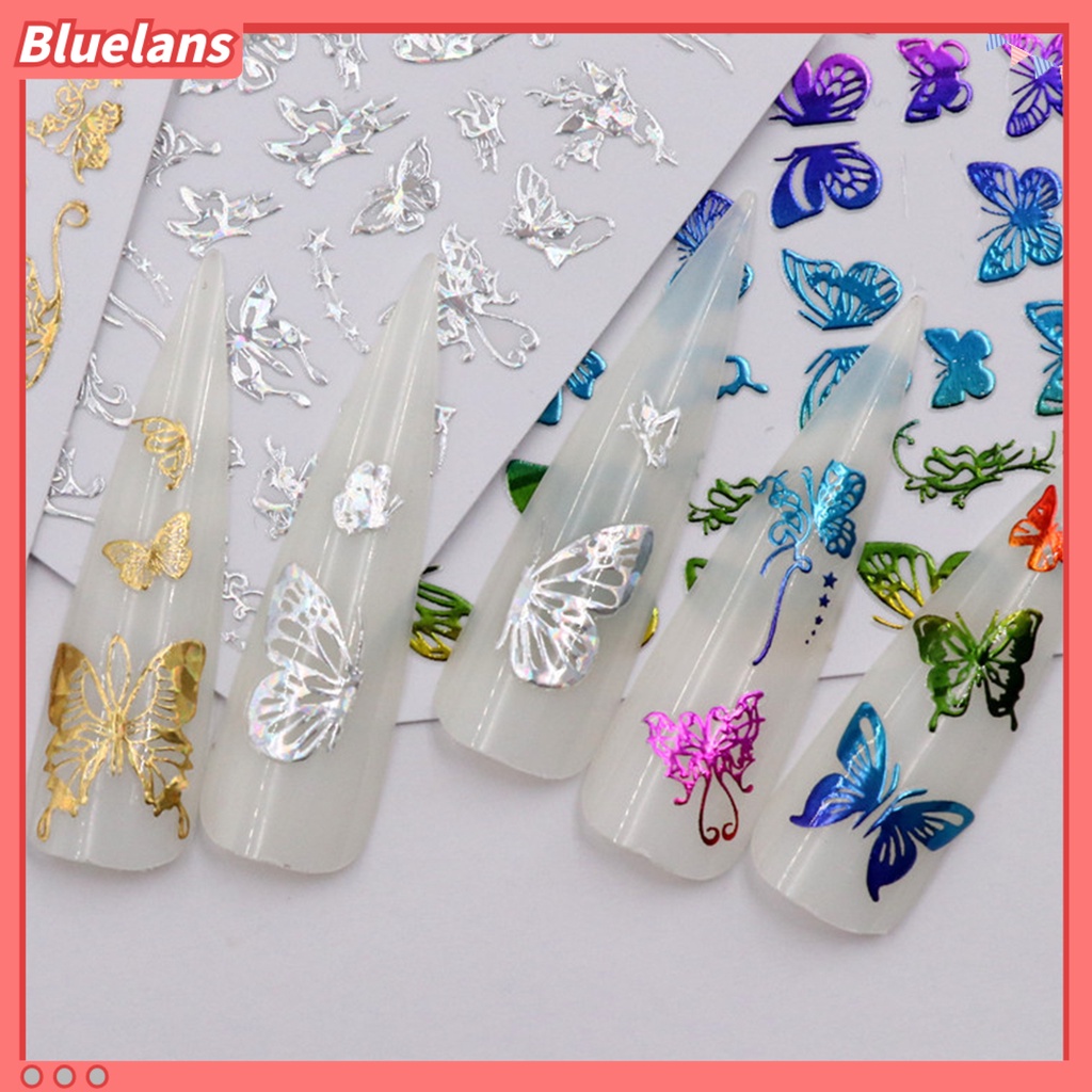 [BLM] 4 /16Pcs 3D Butterfly Colorful Luminous Transfer Foil Nail Art Manicure Stickers