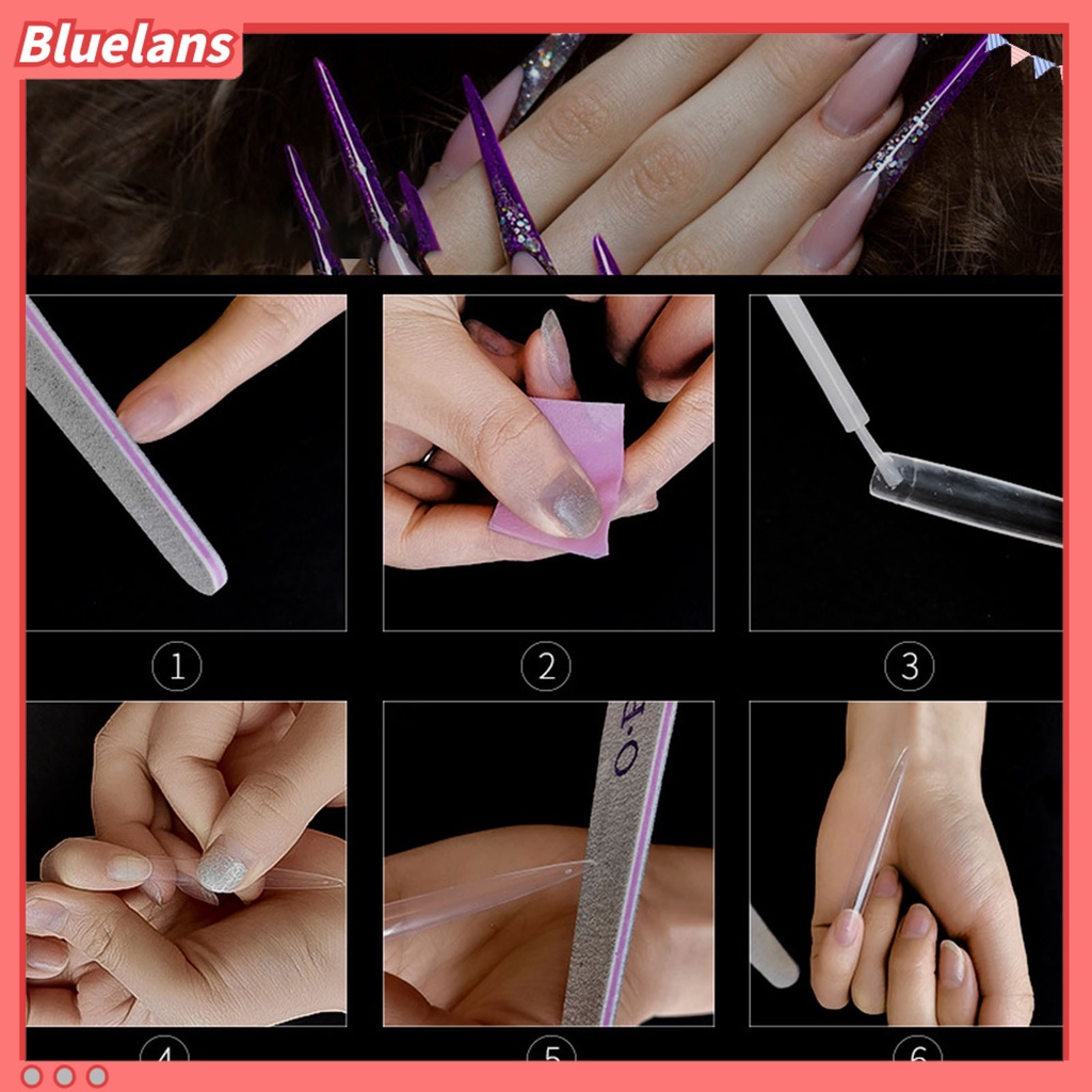 [BLM] 10pcs /Set Tip Kuku Super Panjang Bentuk V Ultra Tipis Jari Manicure DIY Tips Untuk Salon