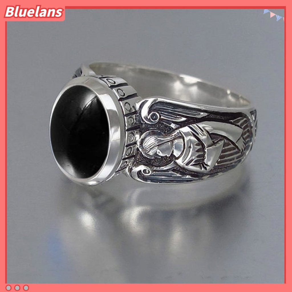 [BLS] Lebar Sederhana 2warna Vintage Cincin Wanita Moonstone Angel Pattern Ring Fashion Perhiasan