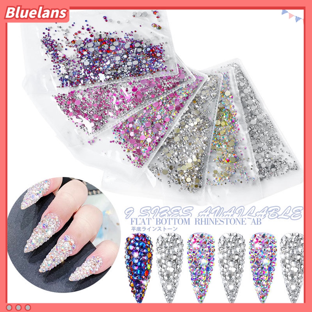 [BLM] 1440pcs /Set DIY Indah Kuku Berlian Imitasi Glitter Indah Kaca Kuku Flash Perhiasan Untuk Wanita