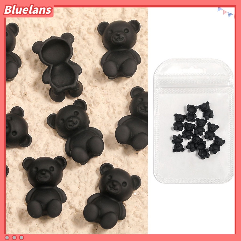 [BLM] 10pcs /Set Hiasan Kuku Permukaan Buram Efek 3D Ringan Lucu Kartun Beruang Nail Art Dekorasi Untuk Perempuan