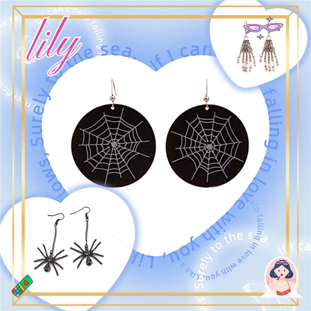 Lily Halloween Anting Drop Perhiasan Trend Unik Spider Web