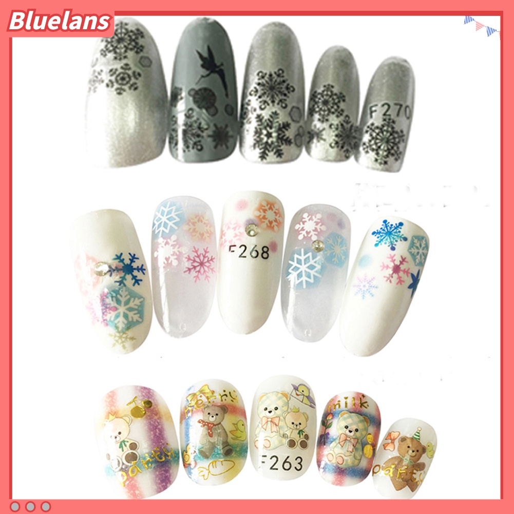 [BLM] 1lembar Snowflake Bunga Decals Nail Art Stiker Tips DIY Manicure Dekorasi